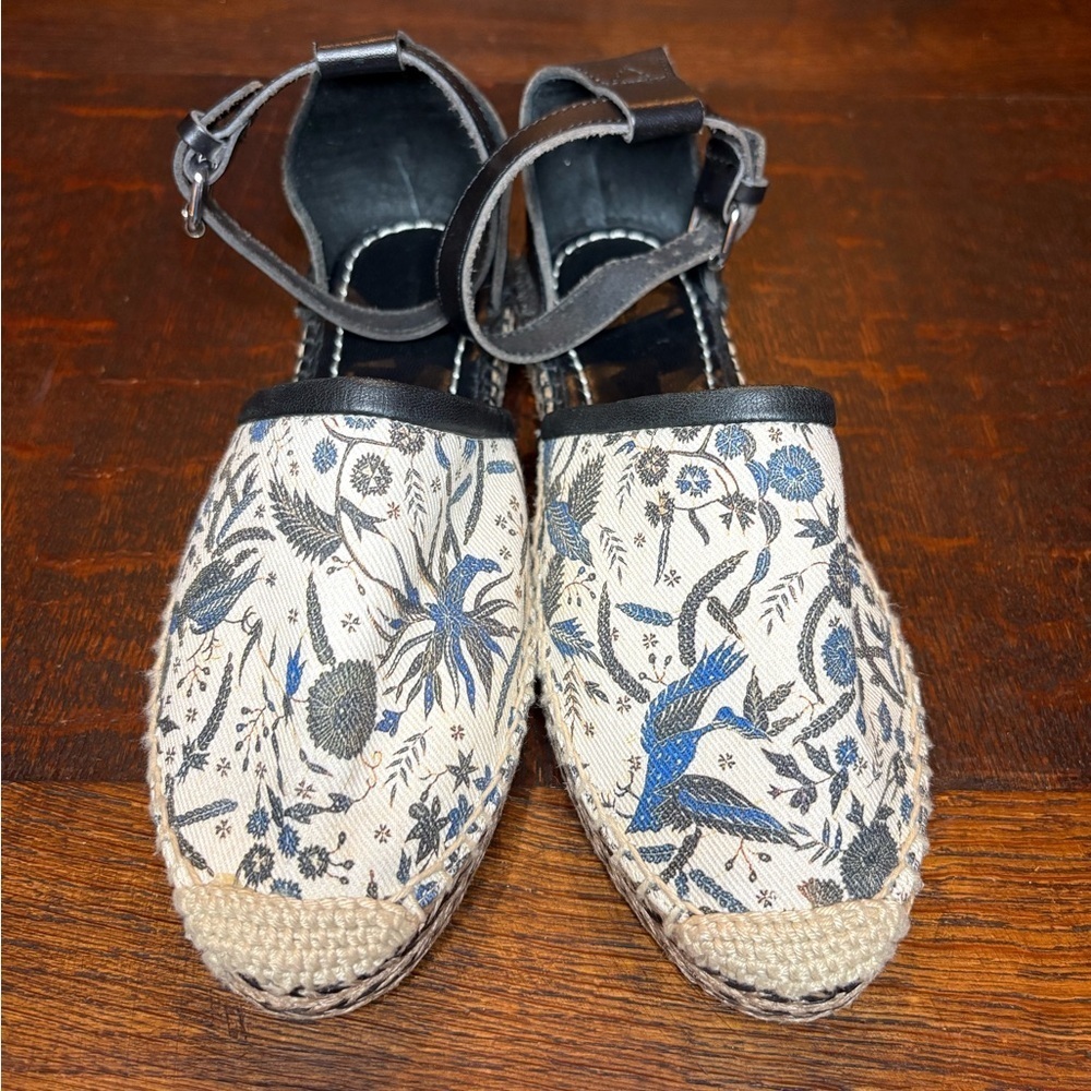ISABEL MARANT- CARLYCE PRINTED CANVAS AND LEATHER ESPADRILLES IN ECRU. Size 36 - Picture 2 of 7